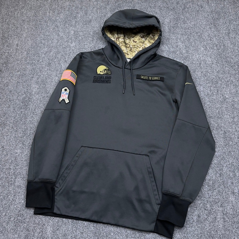Nike Cleveland Browns Salute To Service Hoodie Mens M Gray Therma-FIT Camo Hood